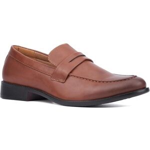NWOT NY&C Men's Brown Leather Like dress Loafers size 13